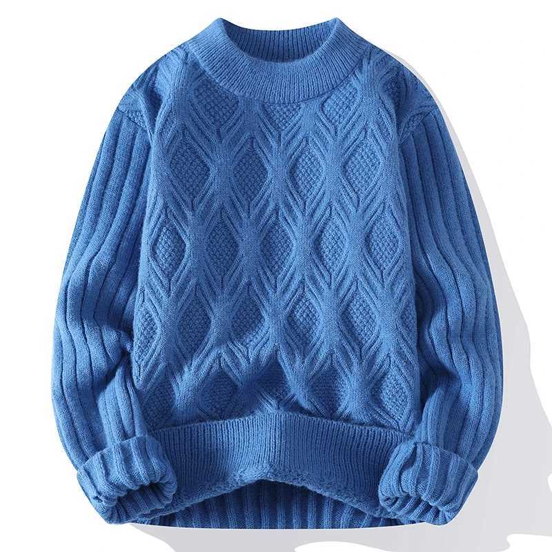 Autumn Winter Knitted Sweaters Men Fashion Casual Knitting Clothing O Neck Blue Black Pullovers Mens Warm Solid Sweater Man M251206