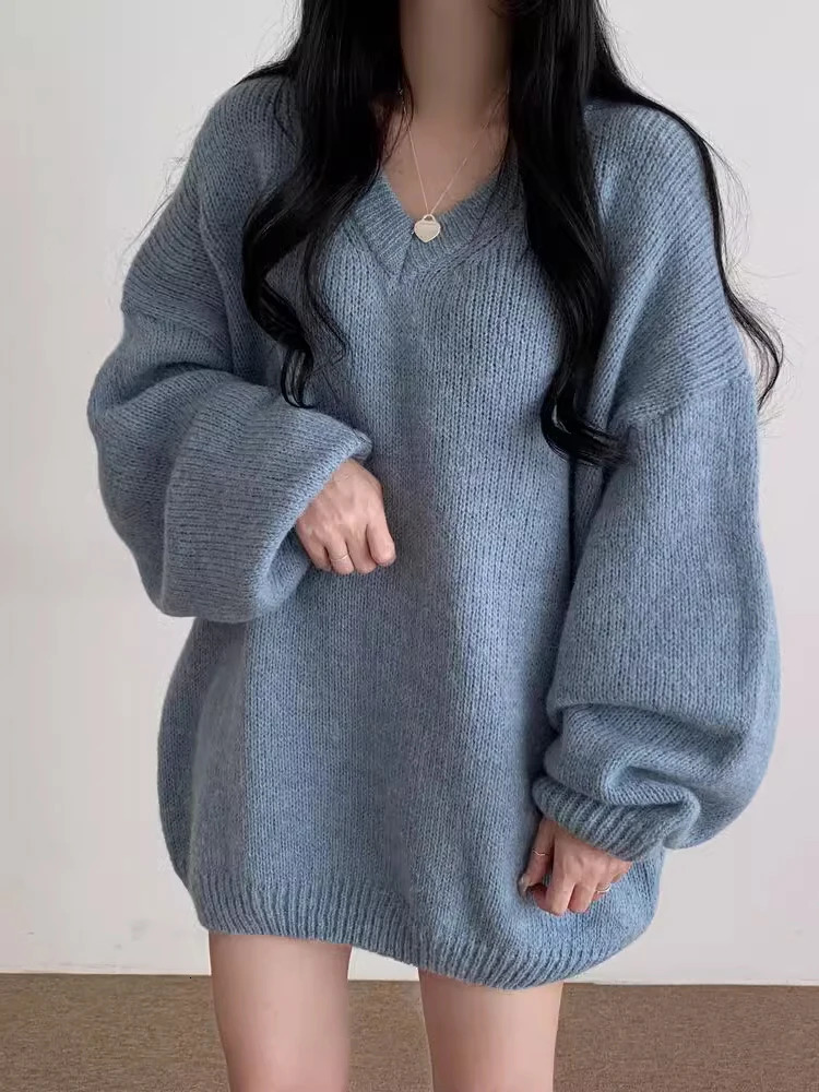 Soft Cozy Knitwear Womens Loose Sle Autumn Winter Faion V-Ne Long Sve Sweater Korean Commute Sle Outerwear 251205