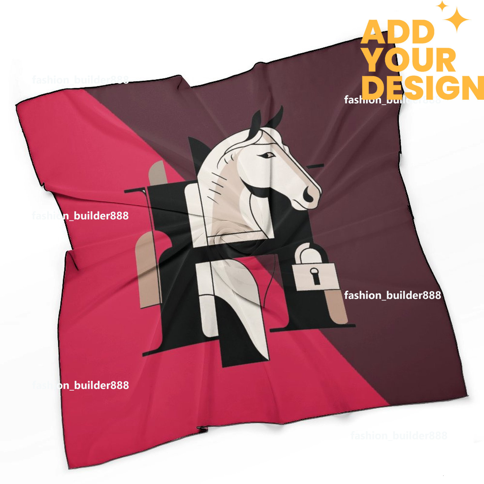 Designer personnalisé H cou écharpe pour motif de cheval de luxe femmes soyeux foulards cheveux bandanas carré écharpe accessoires de mode léger