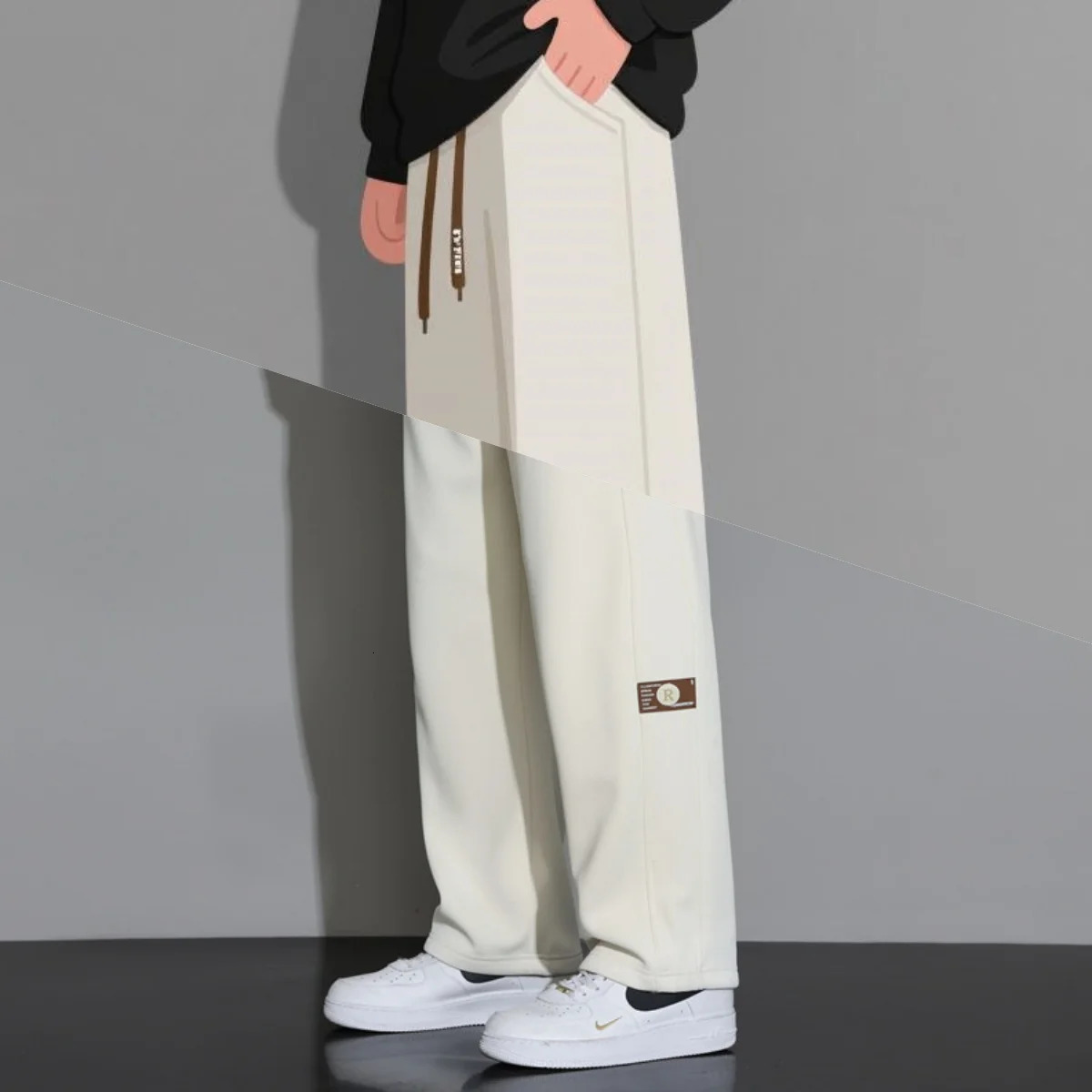 Mens Casual Pants Spring and Autumn Style Hanging Solid Color Sports Men Loose Straight Leg Wide 251129