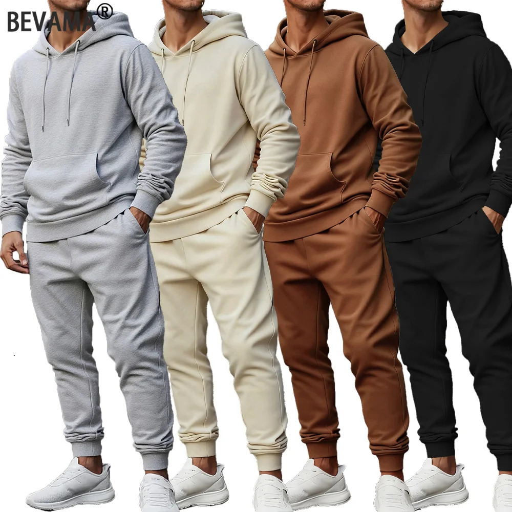 Sportswear Set Mens Hooded Sweatshirt and Long Pants Set Autumn Daily Warm Tracksuit Casual Jogging Male Sport Suit 251203