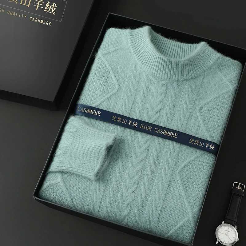 Pull en cachemire pour hommes, col rond, motif Jacquard épais, ample, couleur unie, tricoté, décontracté, M251206, nouvelle collection automne hi