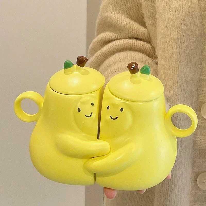 Pear Shape Couples Ceramic Mugs Never To Be Separated Hugging Pear Coffee Mugs Heat-resisting Water Cup Valentines Day Gifts M251206-image-1087462708