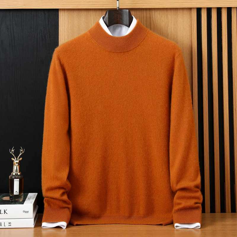 100 pur cachemire pull hommes demi-col haut pull automne hiver nouveau doux chaud Style basique polyvalent Base pull M251206