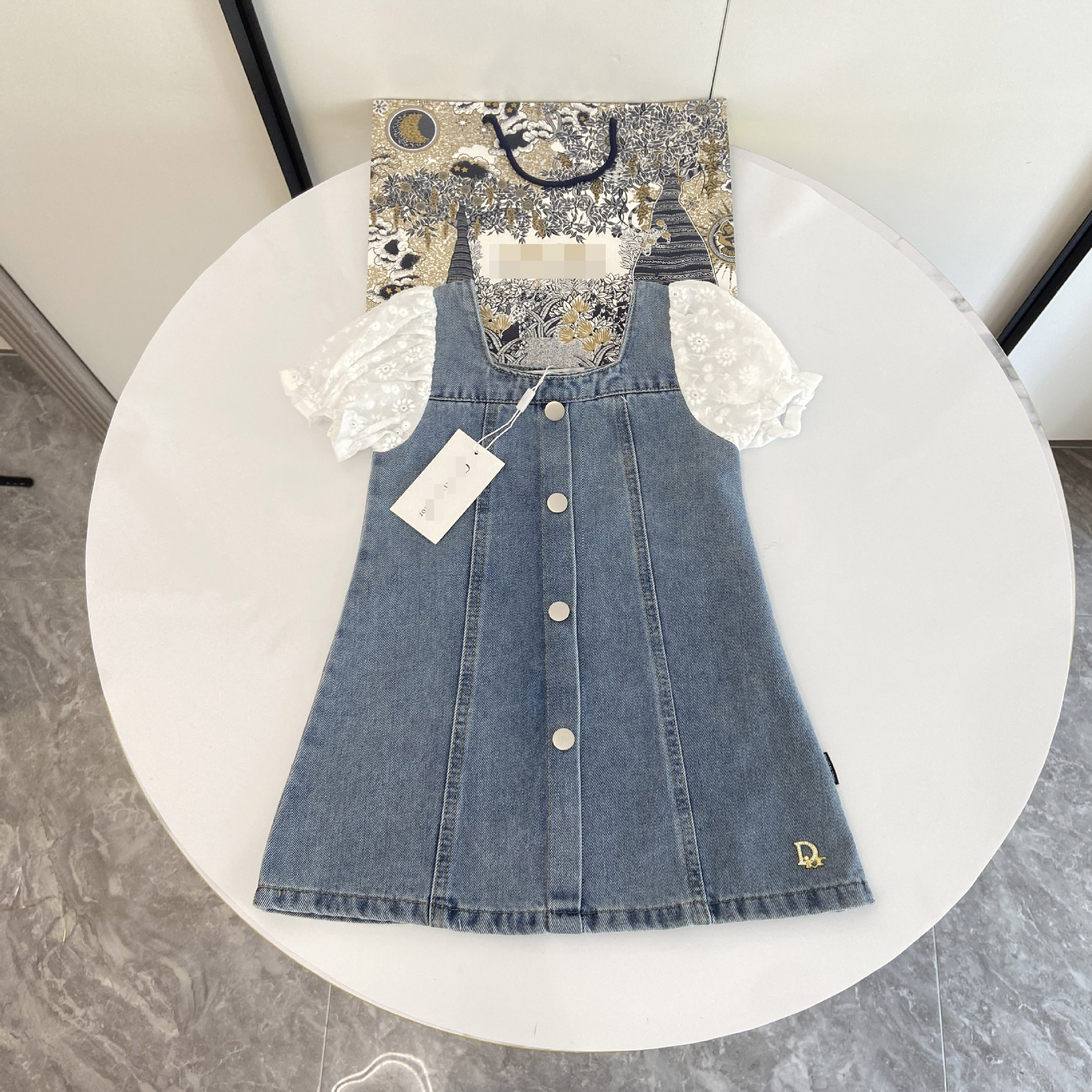 Haute qualité marque été nouvelle robe de filles nouveau designer couleur unie bandoulière jupe jupe en jean patchwork jupe pour enfants tendance