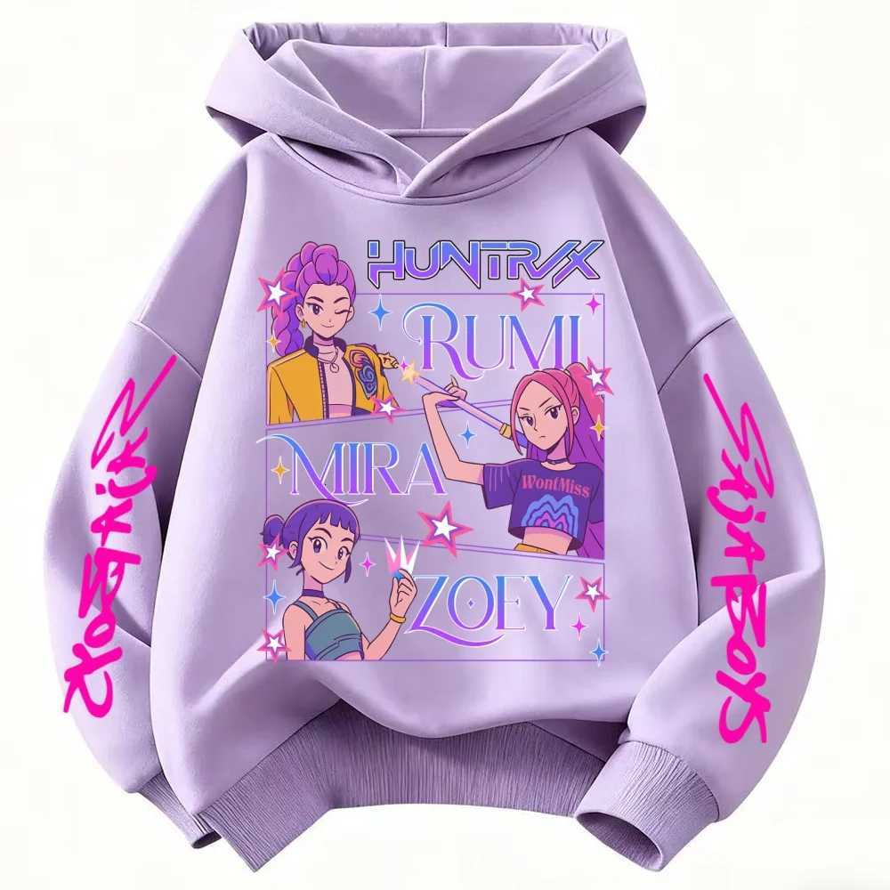 Sweats à capuche pour enfants KPop Demon Hunters Tops Boy Girls Manteau Casual Toddle Sweatshirr blanc rose enfant 3-12 ans le printemps automneX