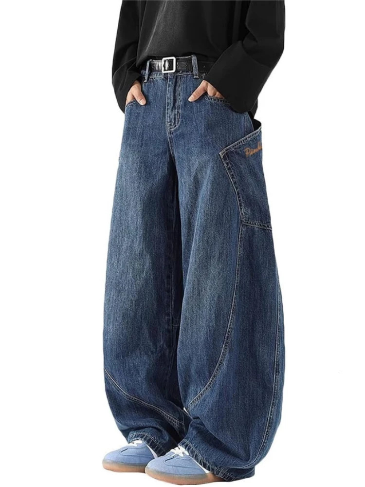 Jeans da uomo a gamba larga a barilotto largo per uomo Donna Pantaloni larghi in denim Hip Hop Y2k con vestibilità ampia 251204