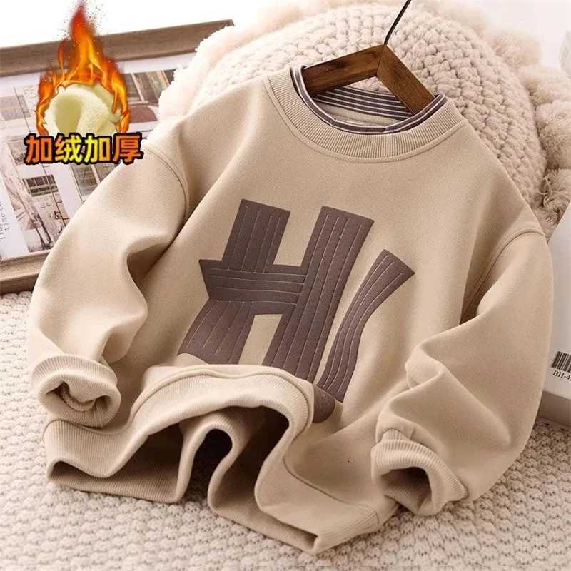 Sweat-shirt rembourré pour garçons Pull en polaire pour enfants Hiver Teen Tops chauds Nouveaux Tops décontractés Enfants Lettre Vêtements 5-14 a