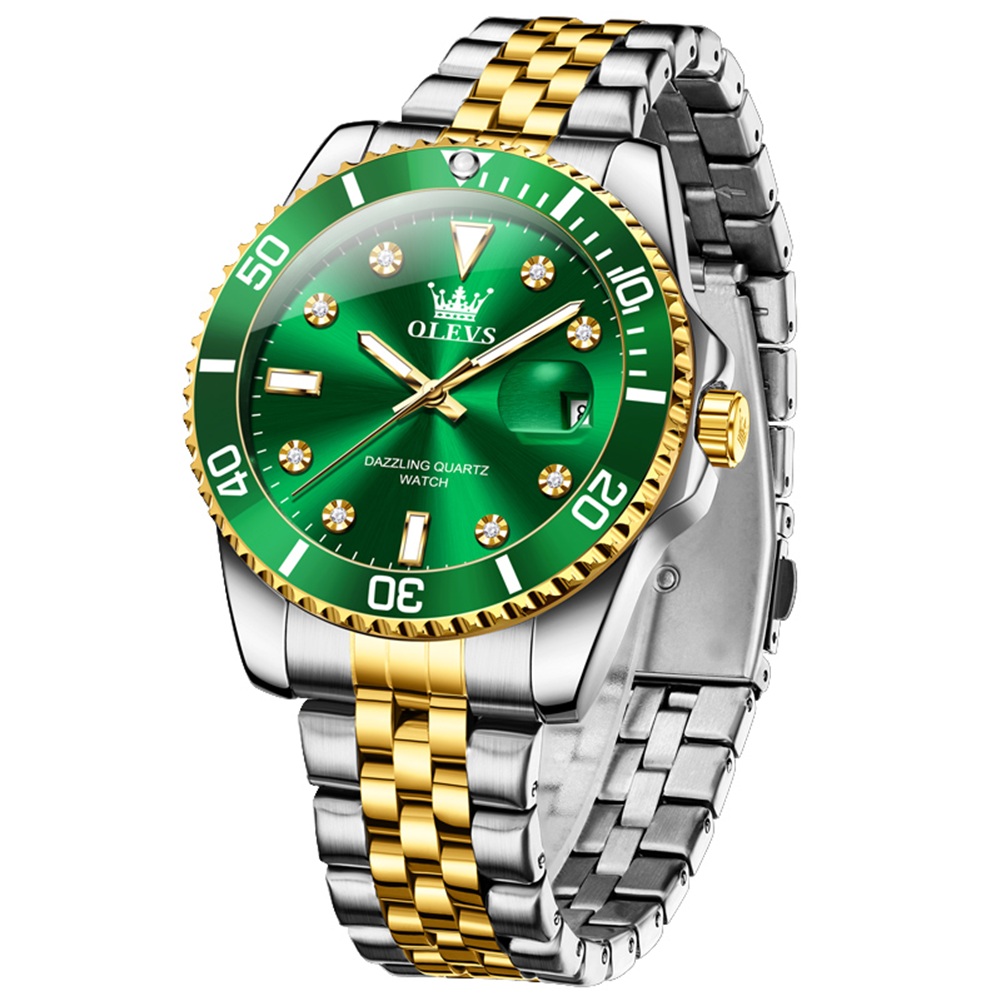 OLEVS Luxury Simple Casual Sport Stainless Steel Band Clock Luminous Waterproof business casual Double Calendar Men's Quartz Watch