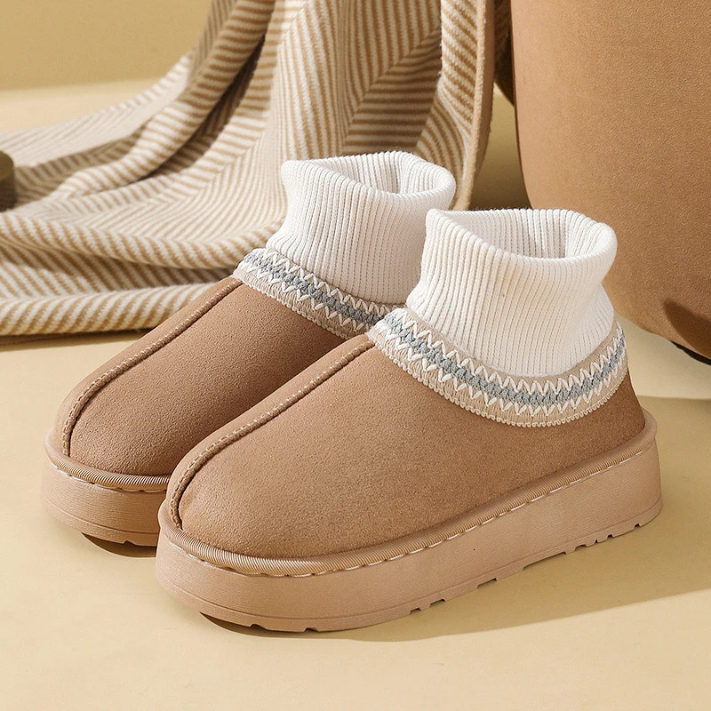 Bottines d'hiver en peluche pour femmes, pantoufles décontractées pour femmes, chaussures moelleuses d'intérieur en fourrure pelucheuse, chausson