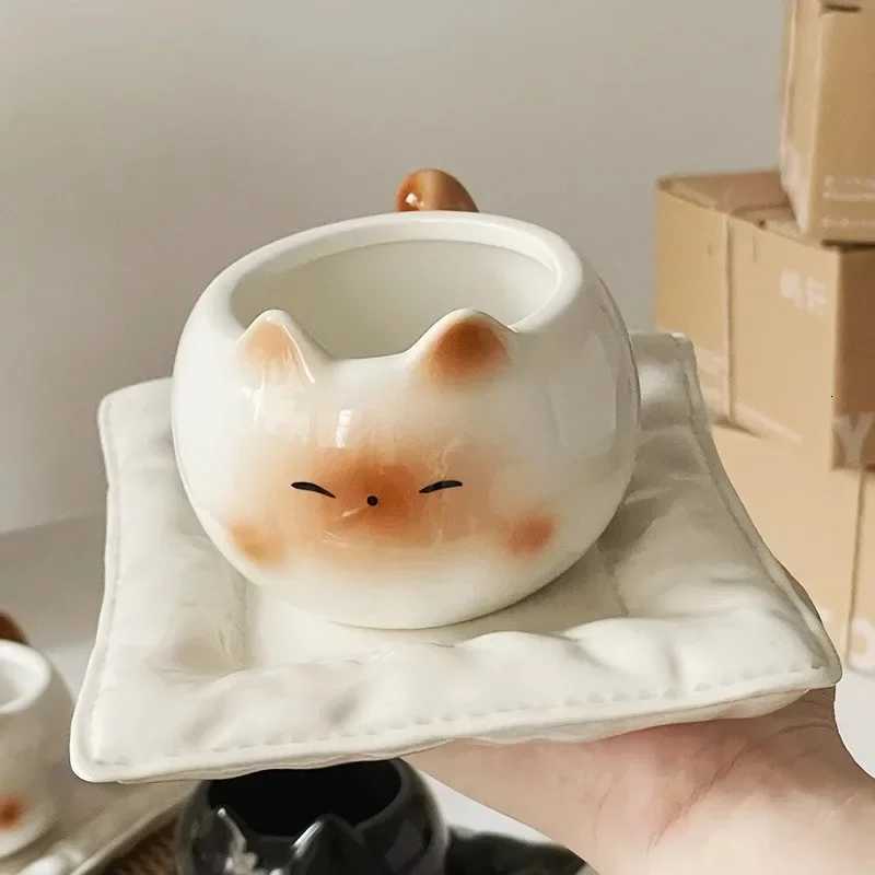 Ceramic Mug Cute Cat Shaped Underglaze Colored Cartoon Siamese Cat Coffee Cups Home Breakfast Milk Coffee Mug Birthday Gift Cup M251206-image-1087462733