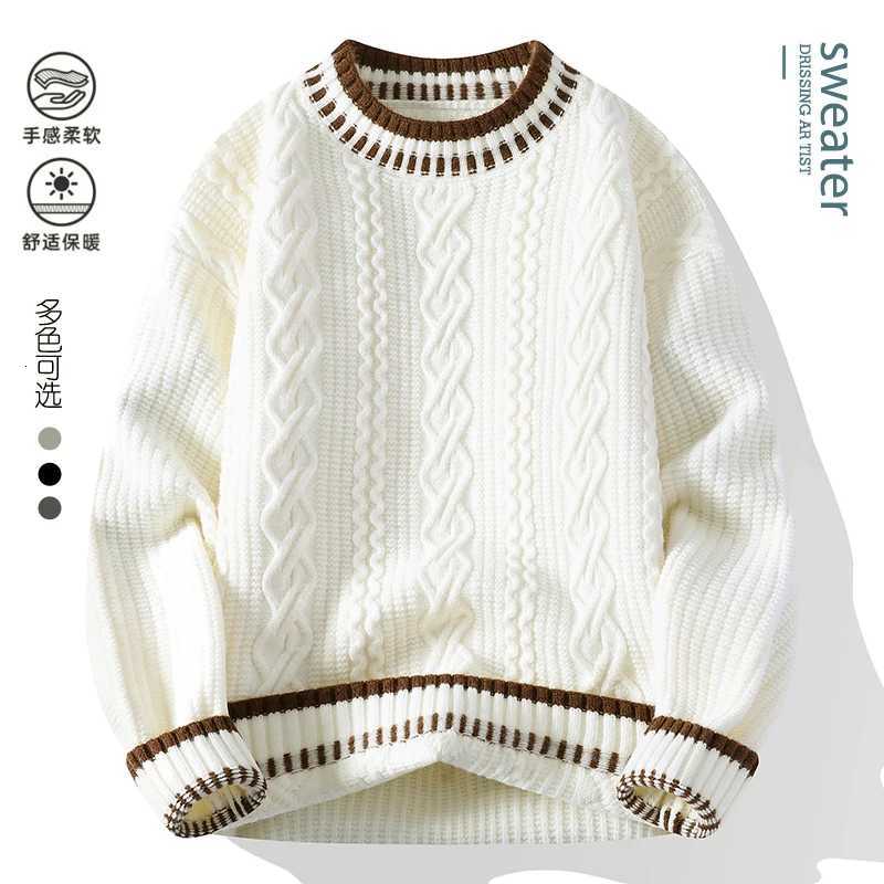 Nouveau pull tricoté à la mode pour hommes col rond sweat à capuche ample chaleur loisirs automne hiver élégant pull tricoté de banlieue M251206