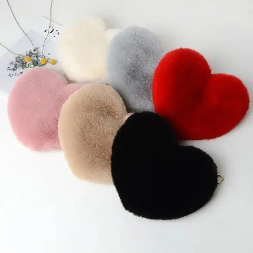 1 pièces sacs à main hiver mode fausse fourrure coeur sac pour femmes sac à main épaule messager bandoulière cadeau 251201