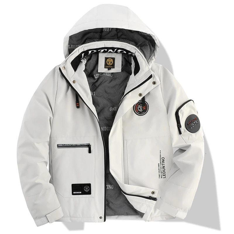 Mens Winter Hooded Parker Windproof Jacket Removable Hood Multiple Embroidered Badges Thick Warm Lined Outdoor Casual 251129