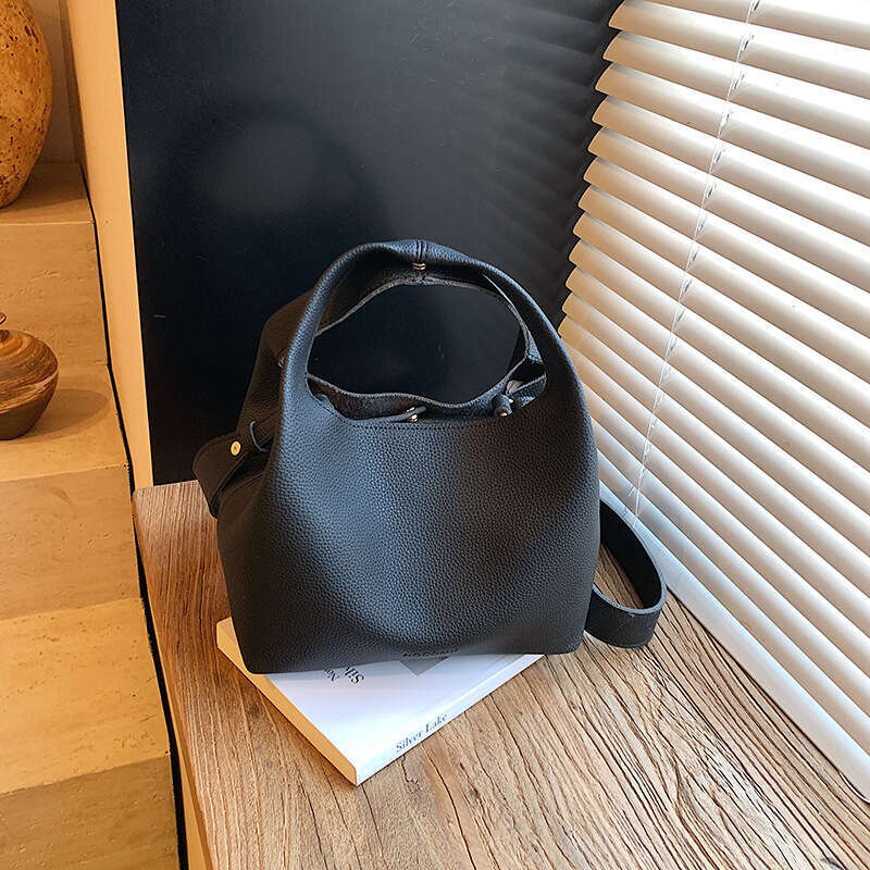 Early Autumn Women's Niche Solid Color Handheld Bucket Fashionable Elegant Single Shoulder Crossbody Mother-Daughter Basket Bag