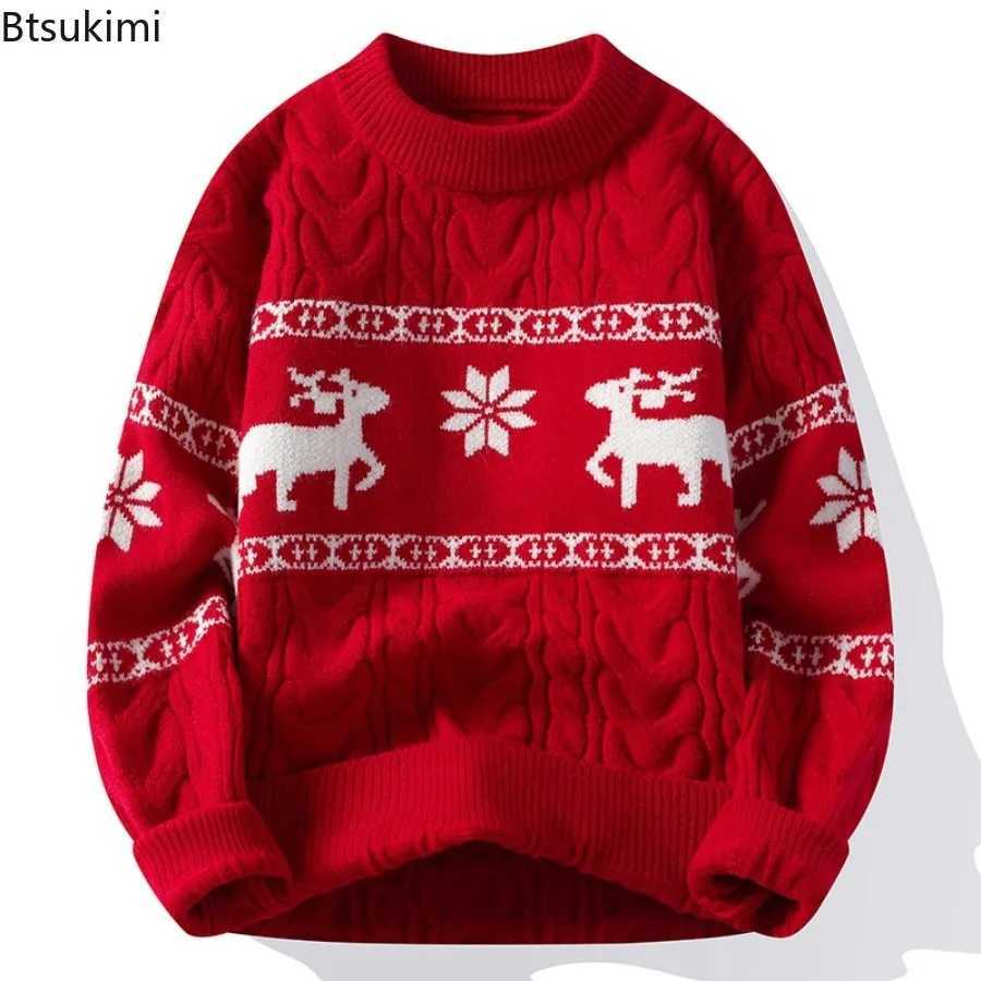 Autumn Winter Christmas Sweaters Mens Long Sleeve O-Neck Knitting Jumper Tops Vintage Pattern Crochet Male Sweater Pullovers M251206