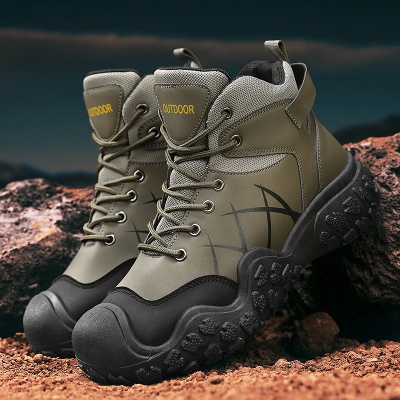Bottes de randonnée pour hommes en plein air Bottes de neige pour hommes d'hiver Chaussures de sport en cuir imperméables Garder au chaud Bottes