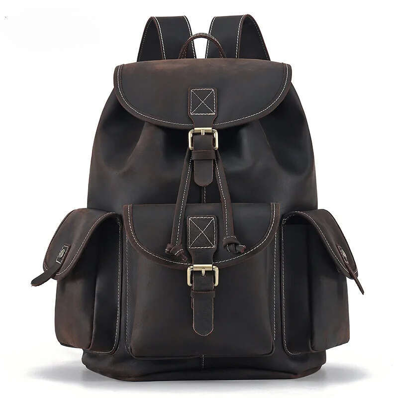 Crazy Horse Flip cordon hommes sac de voyage en cuir véritable sac à dos hommes de haute qualité sac de luxe
