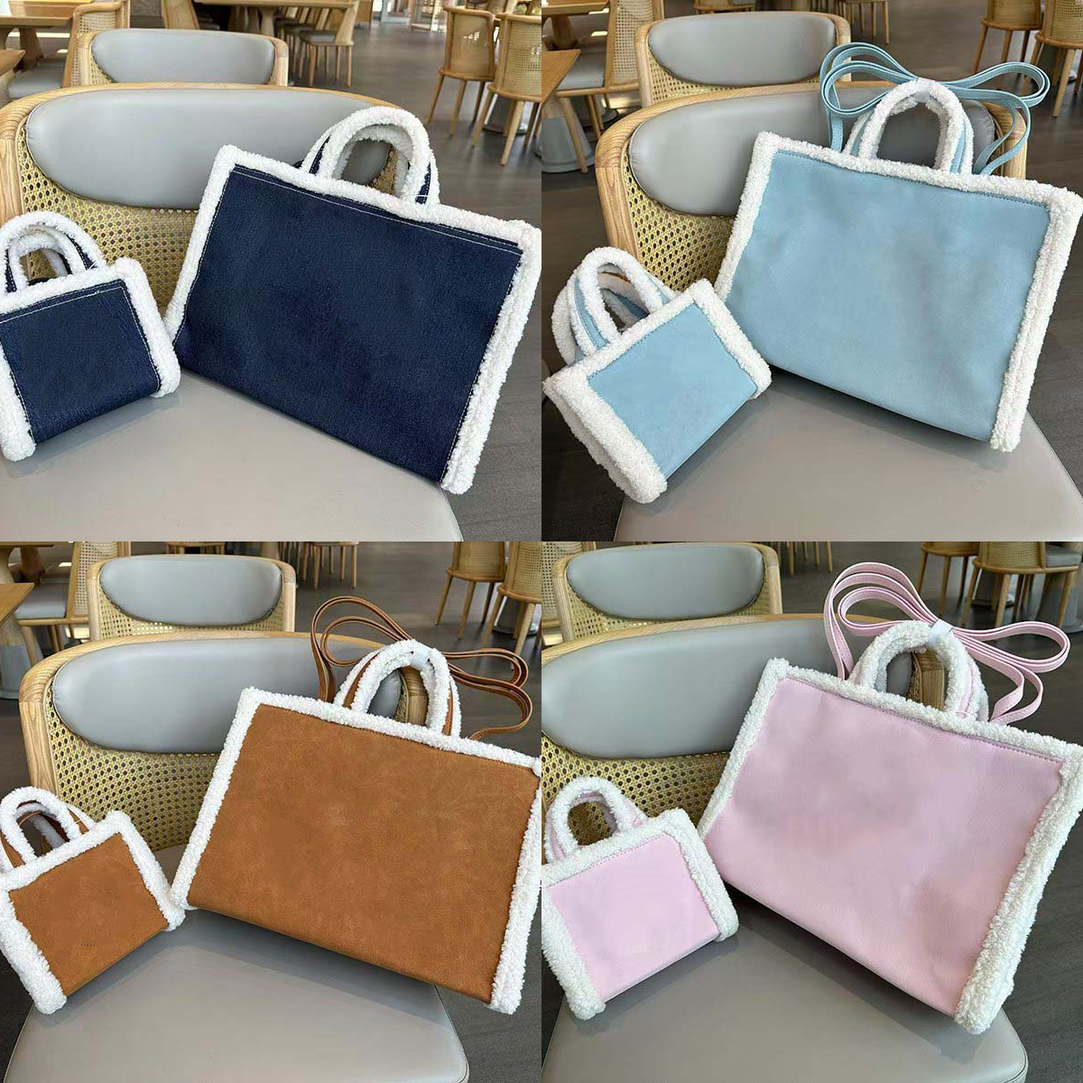 luxury bag shoulder bag shopping bag fur bag tote bag designer bag Winter Sherpa women handbag flap women crossbody purse travel 2 sizes big capacit