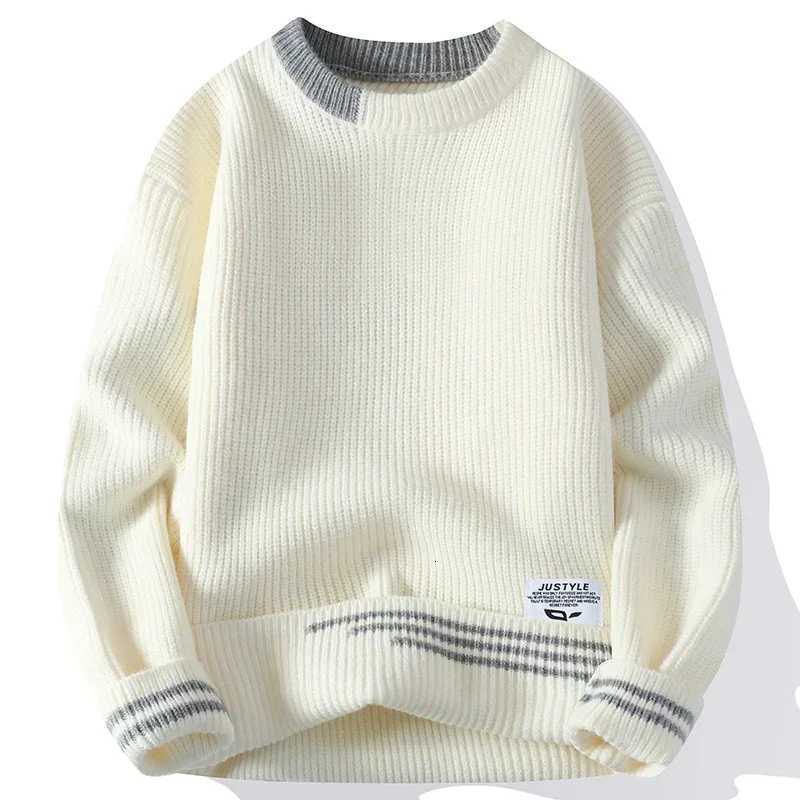 Hommes Rétro Couleur Collision Twist Pull Coupe Ample Col Rond Pull En Tricot Pull Automne Hiver Casual 4 Couleurs Chandails Tricotés M251206