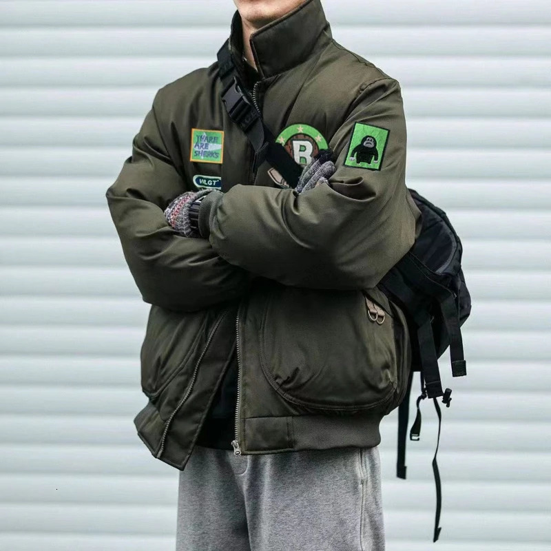 Oversized Winter Cotton Bomber Jacket Japanese Dopamine Vintage Streetwear Style Unisex Warm Fashion Coat 251129