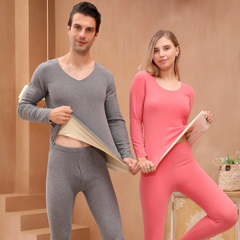 Ensemble de sous-vêtements thermiques épais de grande taille pour hommes, vêtements d'automne en polaire de couleur unie et pantalons longs à col