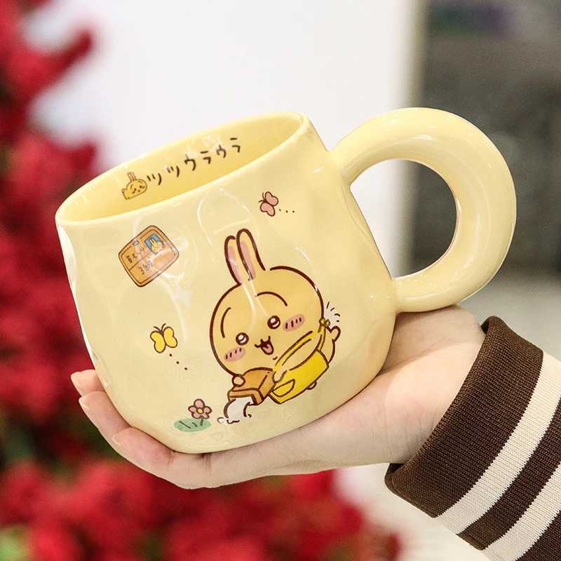 Japan Chiikawa Gift Kawai Hachiware Usagi Ceramic Cup with Lid Spoon Cute Cartoon Mug for Boys and Girls Birthday Gift Cup M251206-image-1087463289