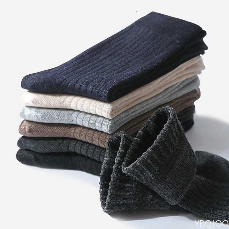 6 pairs of mens mid length socks autumn winter solid color cotton socks autumn mens sweat absorbing odor proof long socksT251206