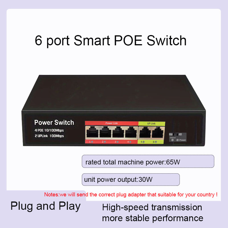 100Mpbs 6 Port Power Over Ethernet (POE) Switch - High-Speed Network Connectivity camera poe switch-image-1087403334