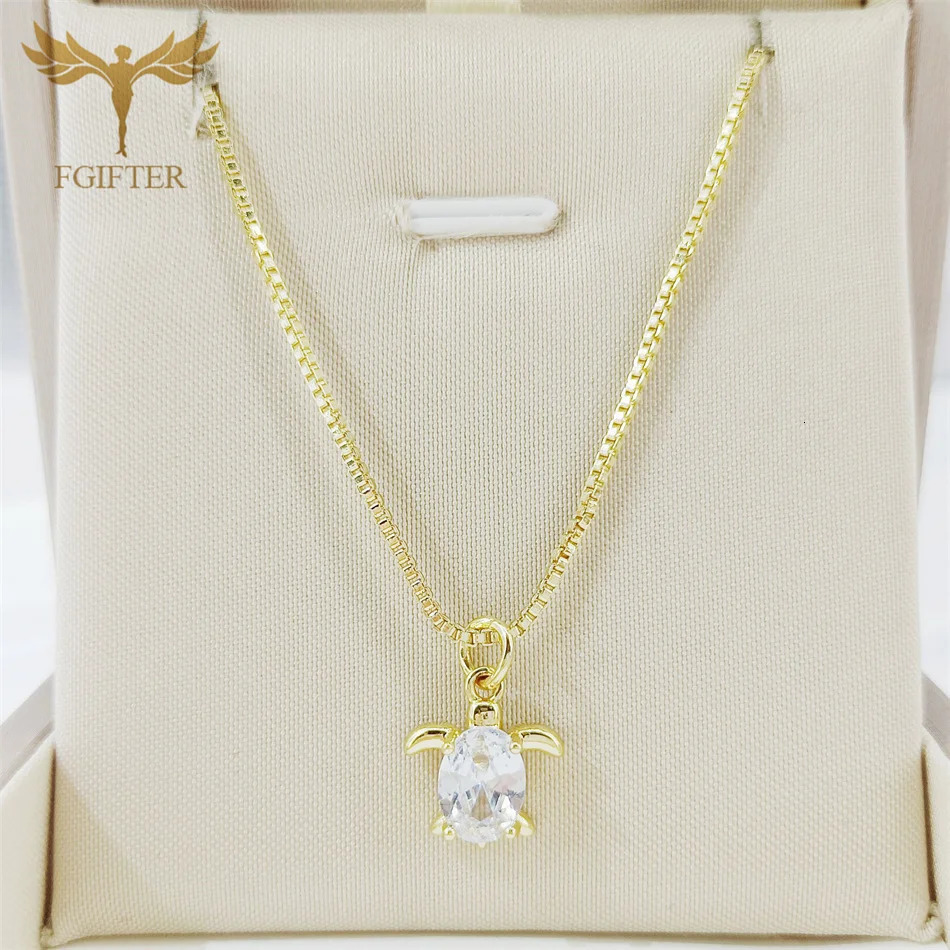 Light Gold Color Turtle Zircon Pendant Copper Necklace for Women Daily Wear 316L Stainless Steel Neck Chain Jewelry Girls 251203