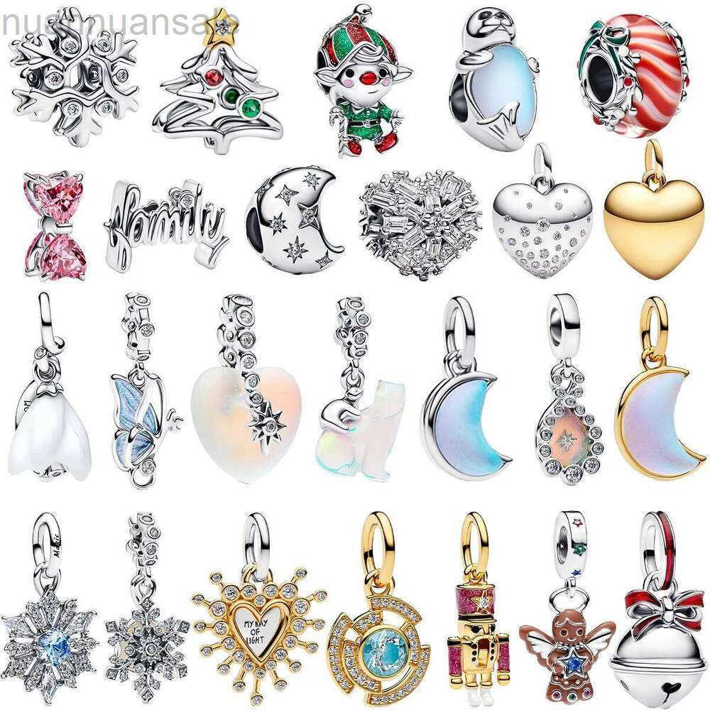 925 2025 Nouveau charmes de Noël en argent sterling papillon flocon de neige boucles d'oreilles perles pendentifs idéal pour bracelet collier bij