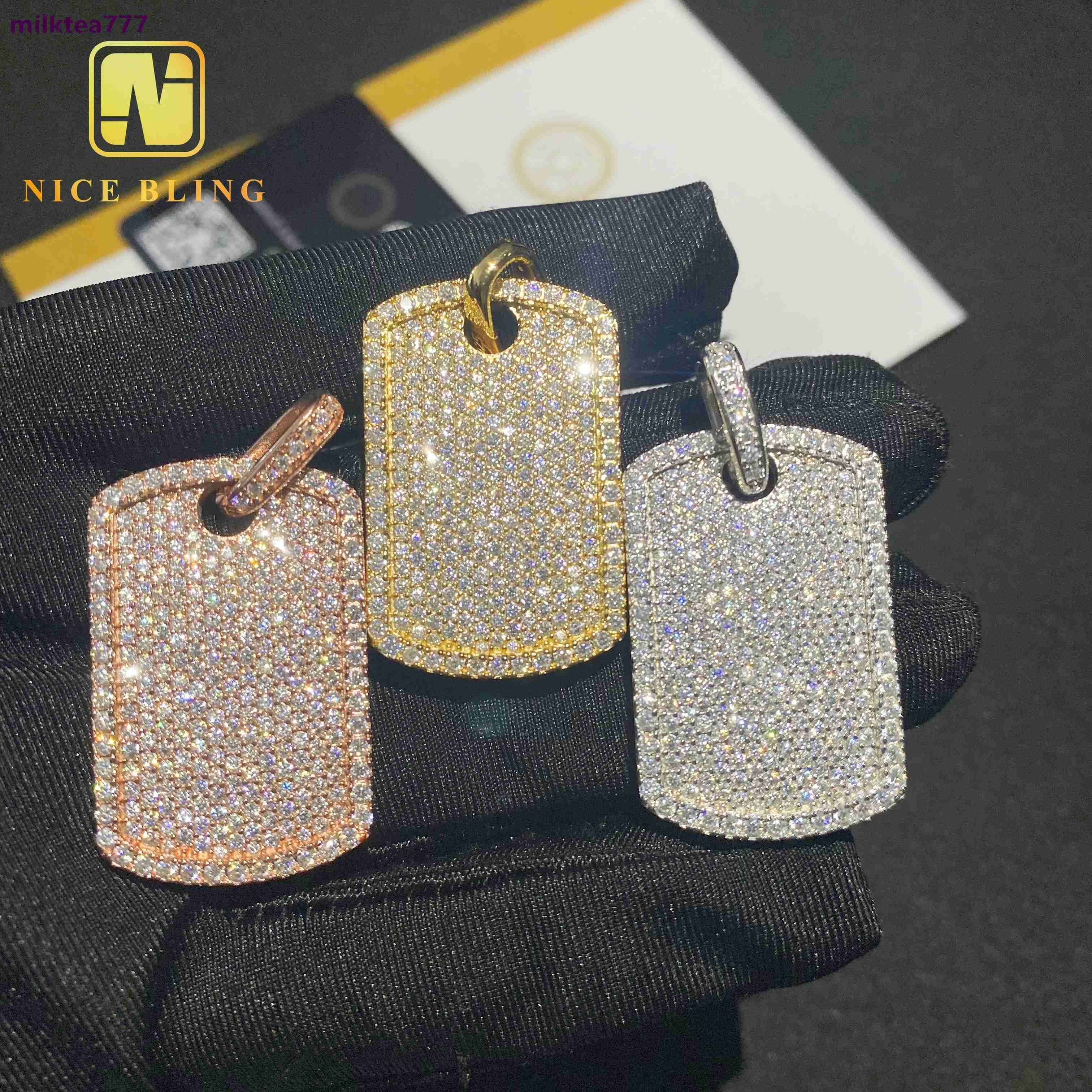 Prêt à expédier personnalisé Hip Hop Moissanite bijoux pendentif 925 en argent Sterling glacé VVS Moissanite diamant pendentif