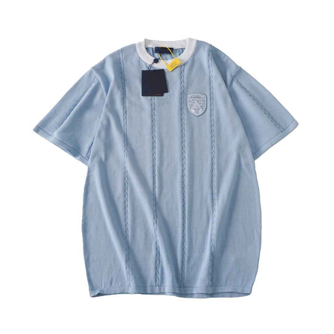 T-shirts pour hommes Polos Col rond brodé et imprimé style polaire vêtements d'été avec des t-shirts en pur coton de rue 577023