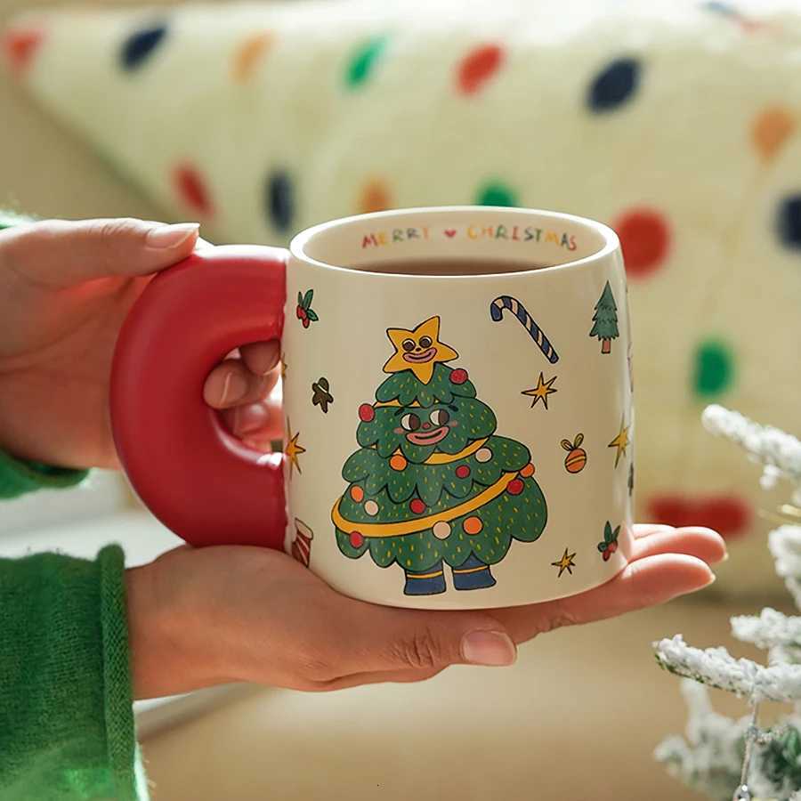 Ceramic Cartoon Snowman Mugs Ins Popular Santa Claus Printed Home Cute Water Tea Coffee Drinkware 620ml Cup With Big Handgrip M251206-image-1087464241
