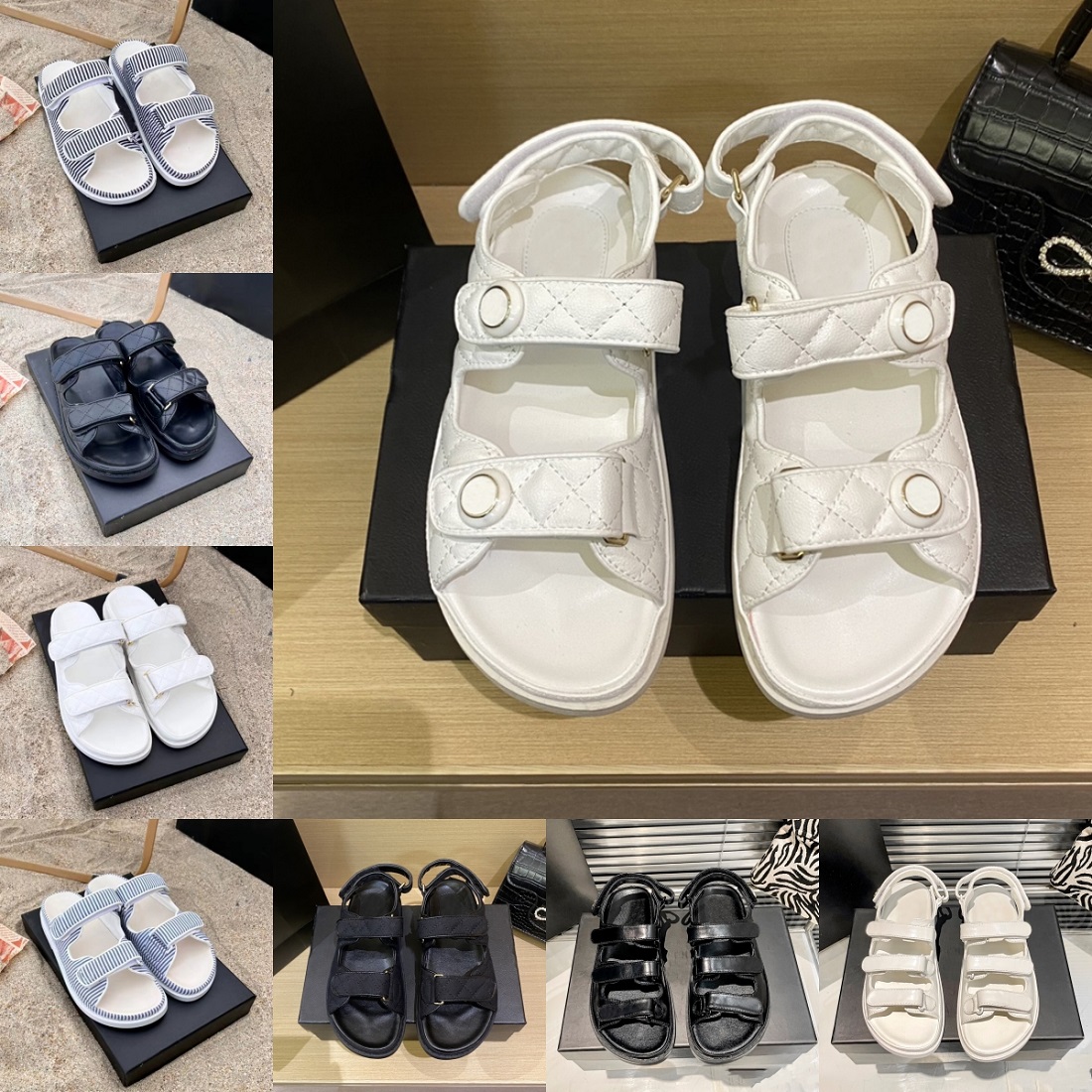 2026 Femmes Designer Sandales Pantoufles De Luxe Diapositives Plates Mode Cuir Denim Noir Blanc Rose Biege Plate-forme Dame Casual Chaussures Été