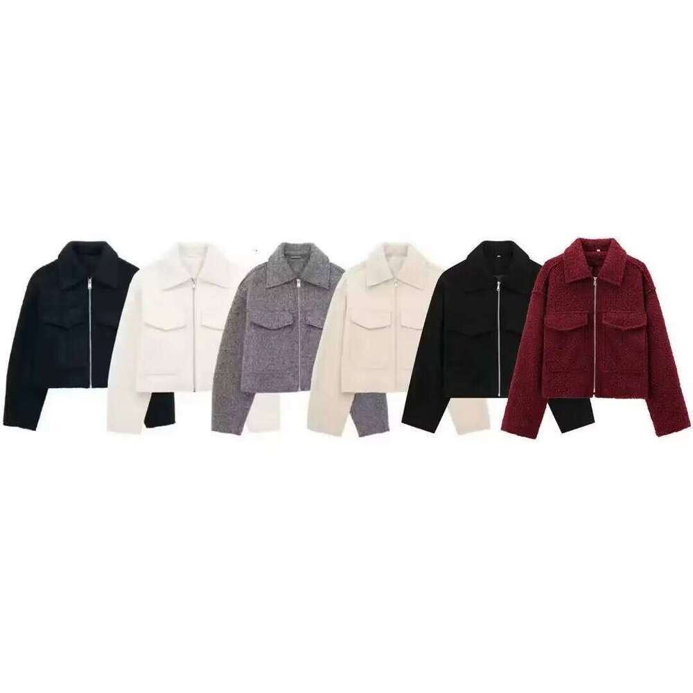 Vêtements de créateurs Femme Veste Solide Manches Longues Revers Cardigan Poches À Glissière Sauvage Casual Vêtements D'extérieur Rue Femelle Man