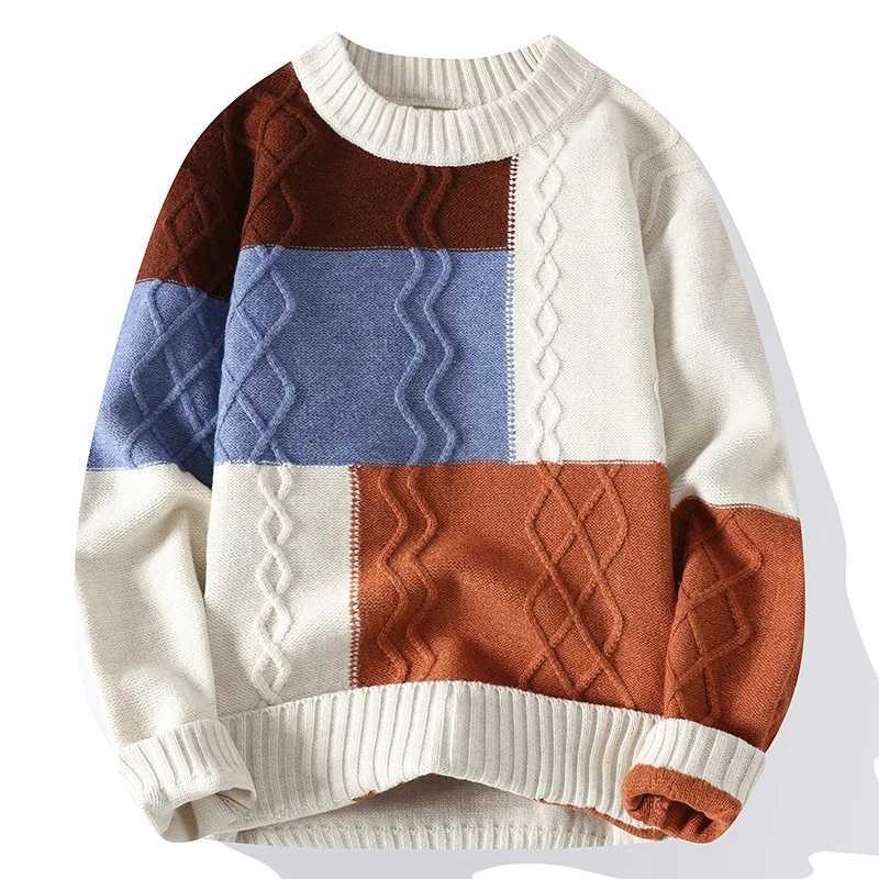 Winter Thermal Sweater Men Fashion Patchwork Mens Sweaters High End Christmas Jumper Soft Warm Pull Homme Hiver 2023 M251206