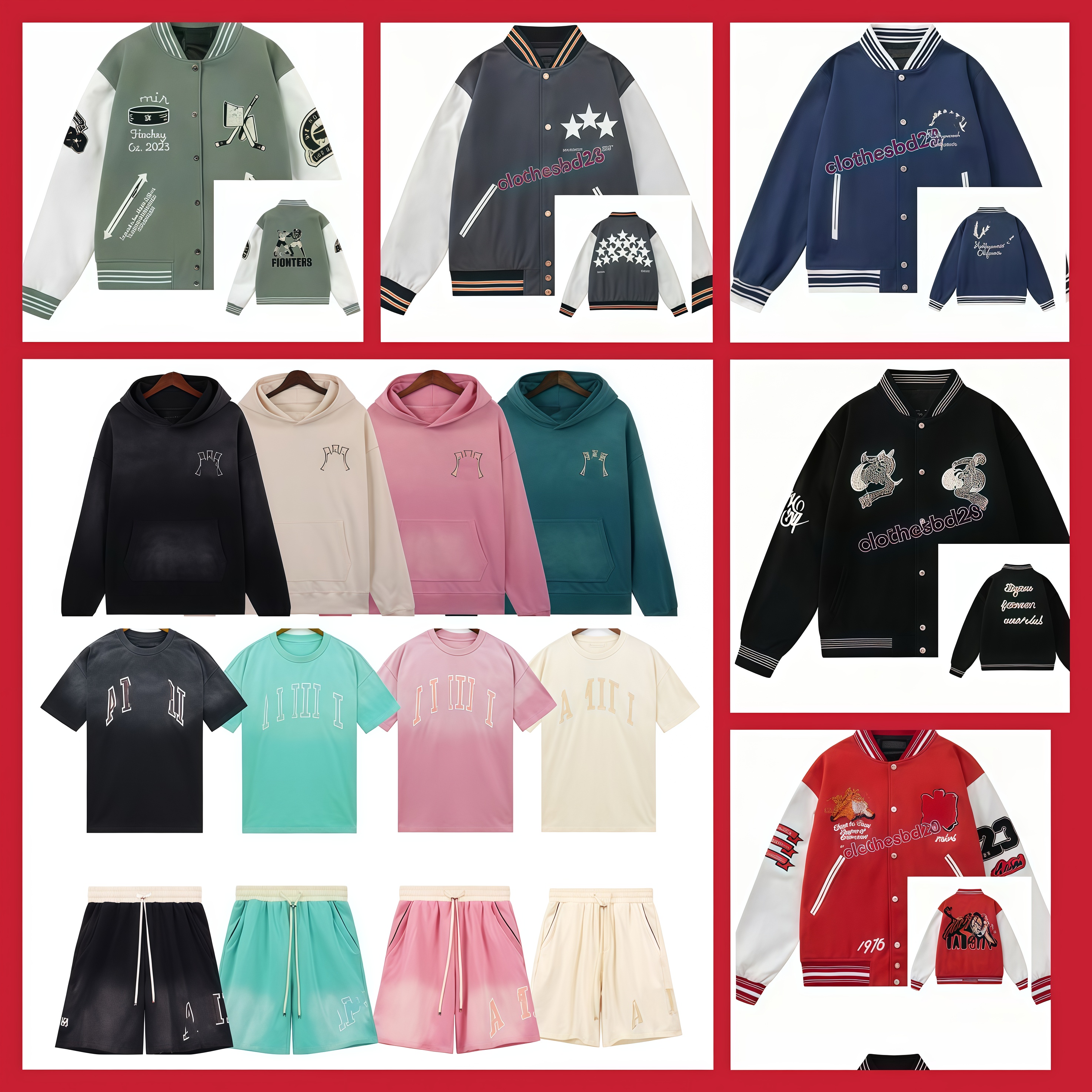 Designer sweatershirts Baseball Jacket Hoodie tracksuit top pants T-shirt and shorts Yellow Black White Autumn Winter Outerwear Men's and Women