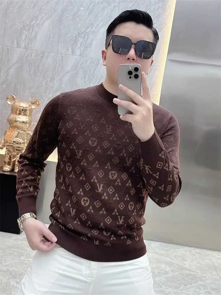 2025 automne et hiver pull de luxe à manches longues hommes marque à la mode chaud slim-fit bas haut nouveaux vêtements pour hommes polyvalents M