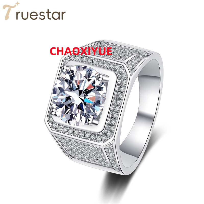 Bague tendance en argent Sterling 925 pour hommes, vente en gros transfrontalier, rétro à quatre griffes, 2 carats, 5 carats, Moissanite, cadeau