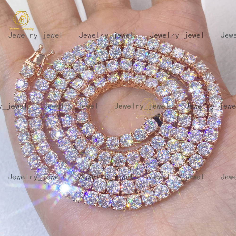 925 Sterling Sliver Moissanite Tennis Chain 2mm 3mm 4mm 5mm 6mm 65mm Pass Diamond Test Hip Hop Moissanite Chain Bracelet
