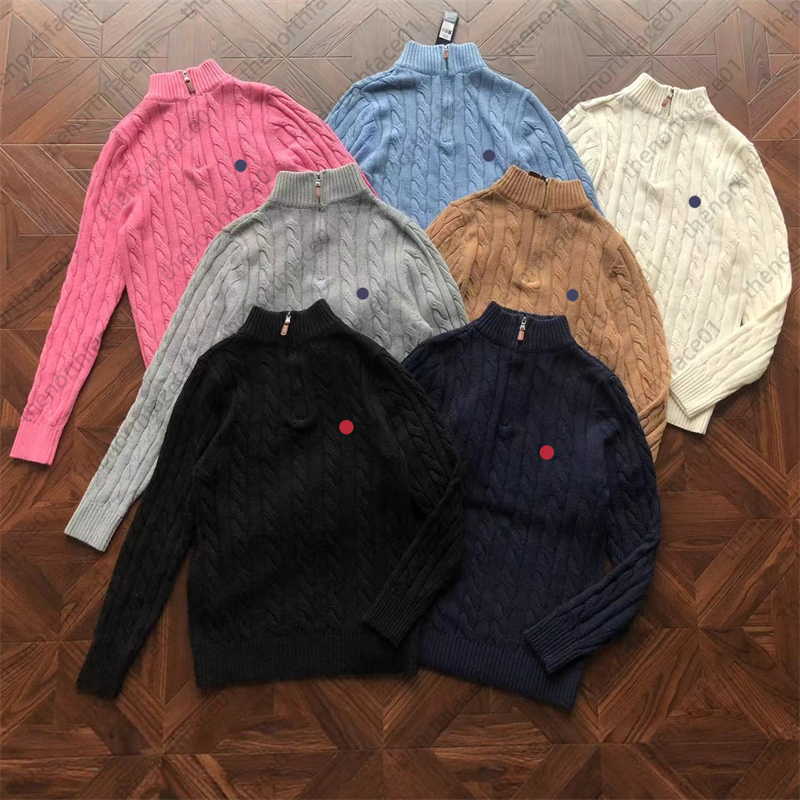 Designer Pull Hommes Pull Broderie Tricots Hommes Stand Col Frit Pâte Twists Couple Demi Zip Pull Femmes et Hommes Pull