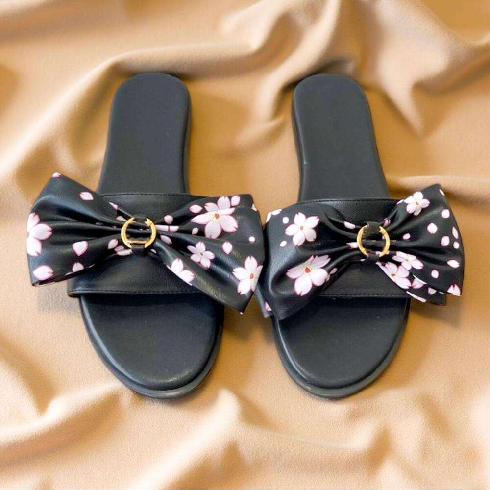 Designer de luxe Pantoufle d'été Fleur de cerisier Bow Slide Murakami Sandale de plage de haute qualité Denim Lily Mule plate Sandale Chaussure S