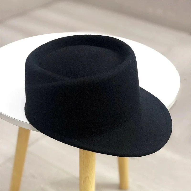 Autumn Winter 100 Wool Knight Hat Womens Korean Fashion Concave Top Navy British Equestrian Top Hat Fedora Punk Hat251201