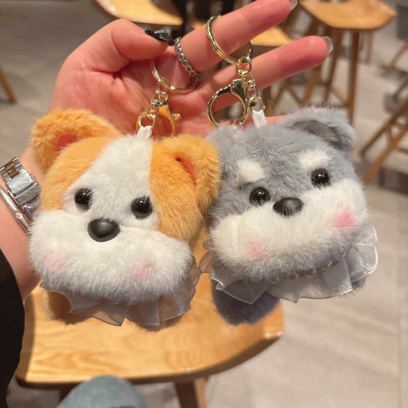 Free Shipping Women's Cartoon Cute Puppy Fuzzy Keychain with Purse Ornament - Mini Decorative Toy Key Ring Gift for Women & Men