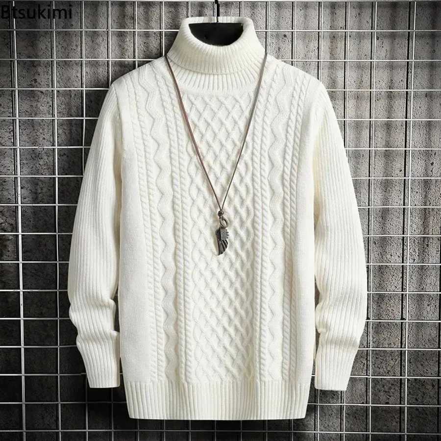 Nouveaux hommes hiver chaud pulls à col roulé tricoté épais pull pulls décontractés col haut tricoté couleur unie pulls pour hommes M251206