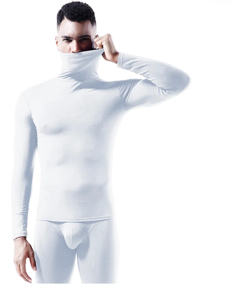 Thermal Underwear Tops Men Spring Clothes Thermal Shirt Autumn Mens Winter Tights High Neck Thin Slim Fit Long Sleeve T-shirt 251202