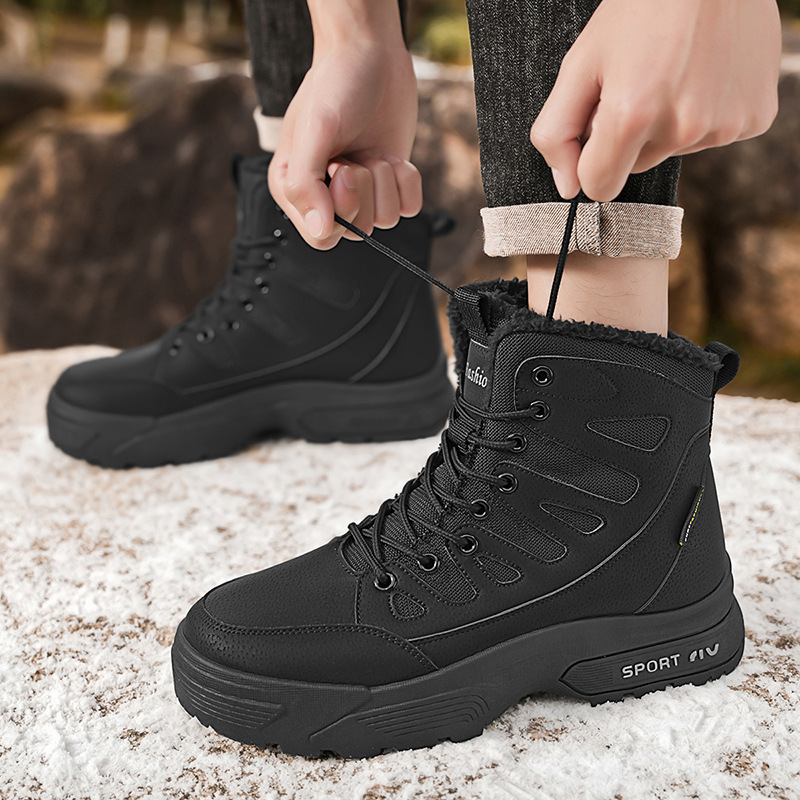 Offre spéciale bottes de neige thermiques d'hiver pour hommes avec semelle épaisse - bottes Martin imperméables et antidérapantes en fourrure et