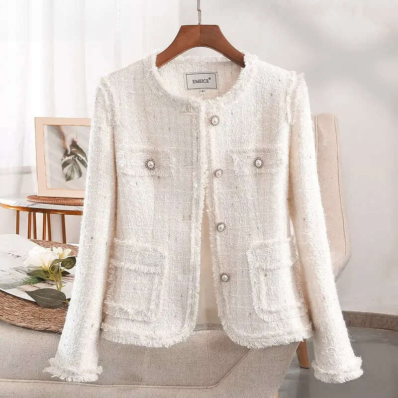 Veste de costume courte de Style Whitetweed pour femme, haut de printemps et d'automne, Sense Petite, nouveau vêtement de Style occidental