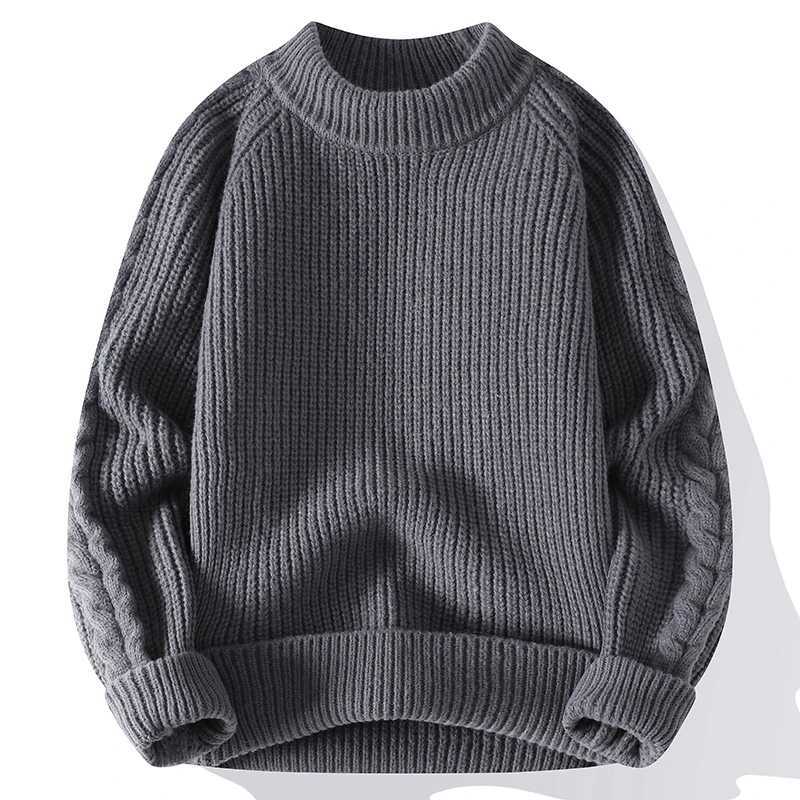 2023 Nouveaux hommes pulls tricotés col rond à manches longues Harajuku hommes pull décontracté automne hiver mâle couleur unie pull chaud M25120
